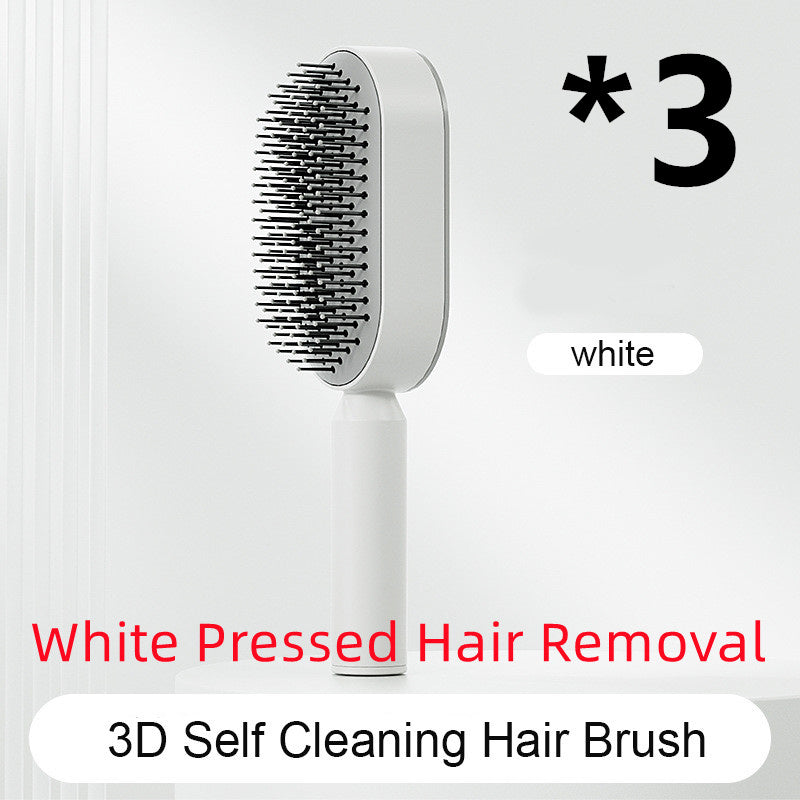 Self Cleaning Hair Brush For Women One-key Cleaning Hair Loss Airbag Massage Scalp Comb Anti-Static Hairbrush