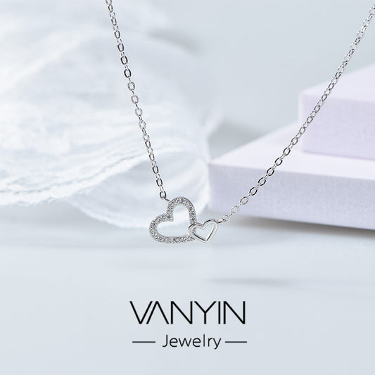 Wanying Jewelry Heart-shaped Necklace S925 Sterling Silver Korean Version Of Simple Fashion Personality Gift Manufacturers Wholesale Accessories Customization