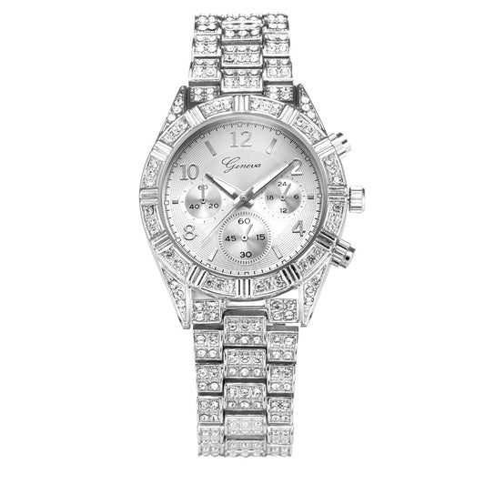 Geneva&#039;s New Men&#039;s Watch Foreign Trade Fashion Alloy Belt Diamond British Watch Men&#039;s Hip-hop Watch On Behalf Of