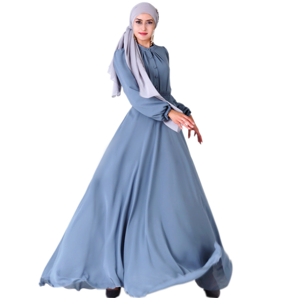 7002 Double Layer High Density Chiffon Amazon Cross Border Muslim Brand Women&amp;#039;s Dress