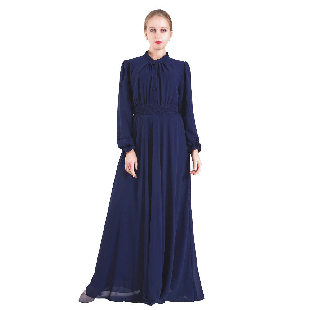 7002 Double Layer High Density Chiffon Amazon Cross Border Muslim Brand Women&amp;#039;s Dress