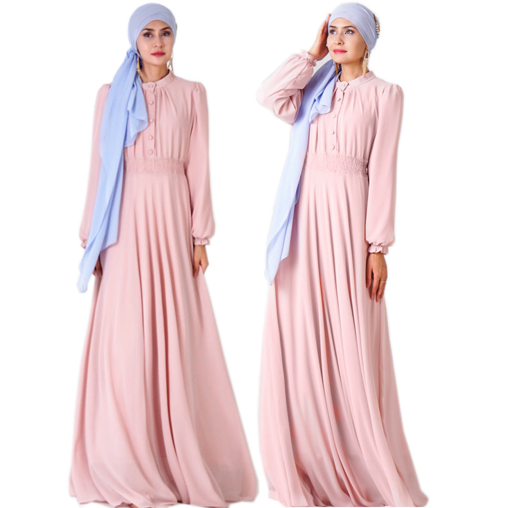 7002 Double Layer High Density Chiffon Amazon Cross Border Muslim Brand Women&amp;#039;s Dress