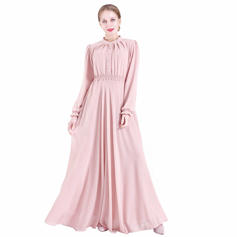 7002 Double Layer High Density Chiffon Amazon Cross Border Muslim Brand Women&amp;#039;s Dress