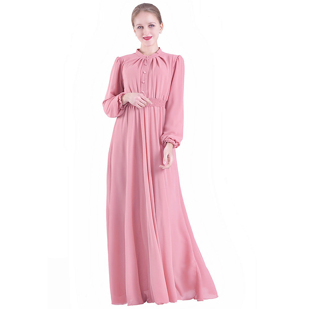 7002 Double Layer High Density Chiffon Amazon Cross Border Muslim Brand Women&amp;#039;s Dress