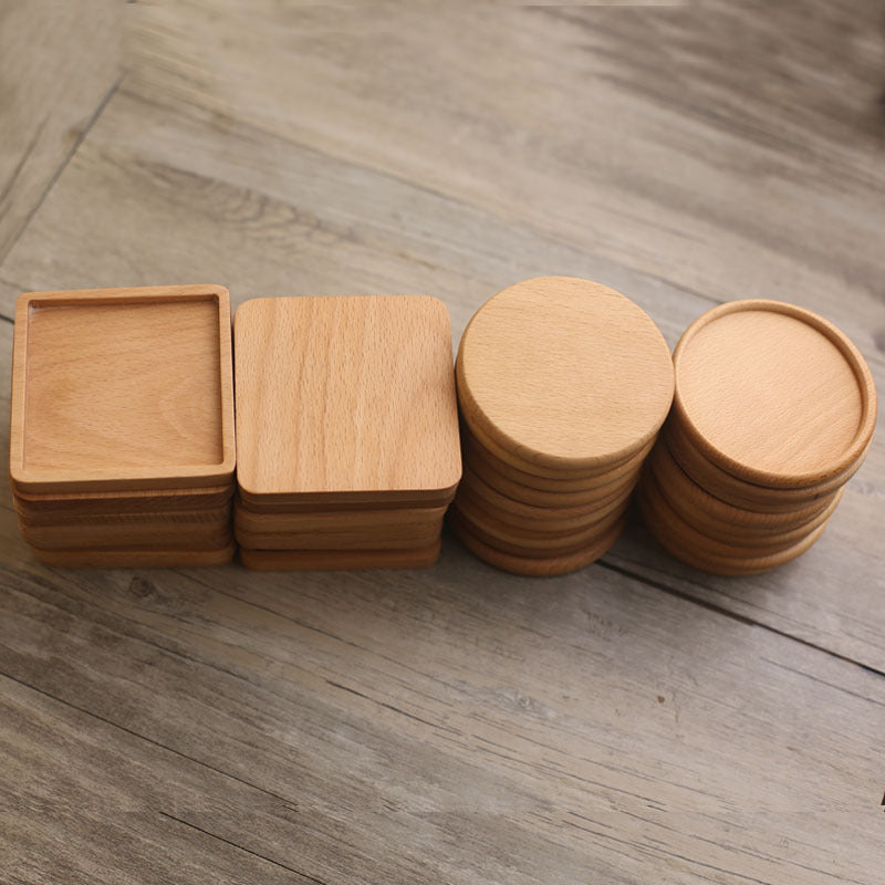 Creative Wooden Solid Wood Coasters Tea Mats Wooden Saucers Japanese Style Insulation Pads