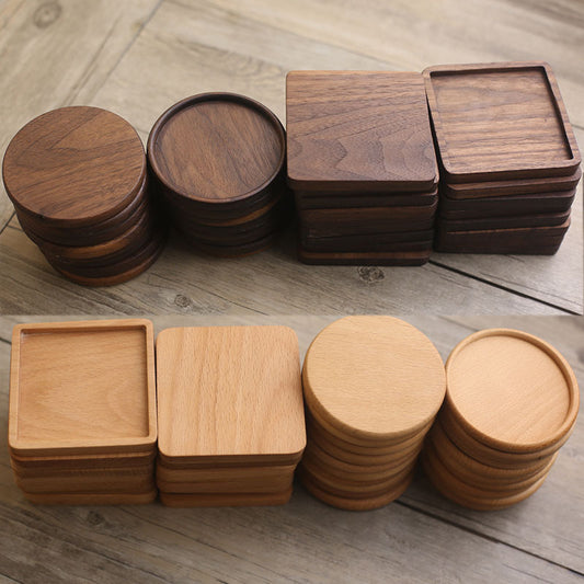 Creative Wooden Solid Wood Coasters Tea Mats Wooden Saucers Japanese Style Insulation Pads