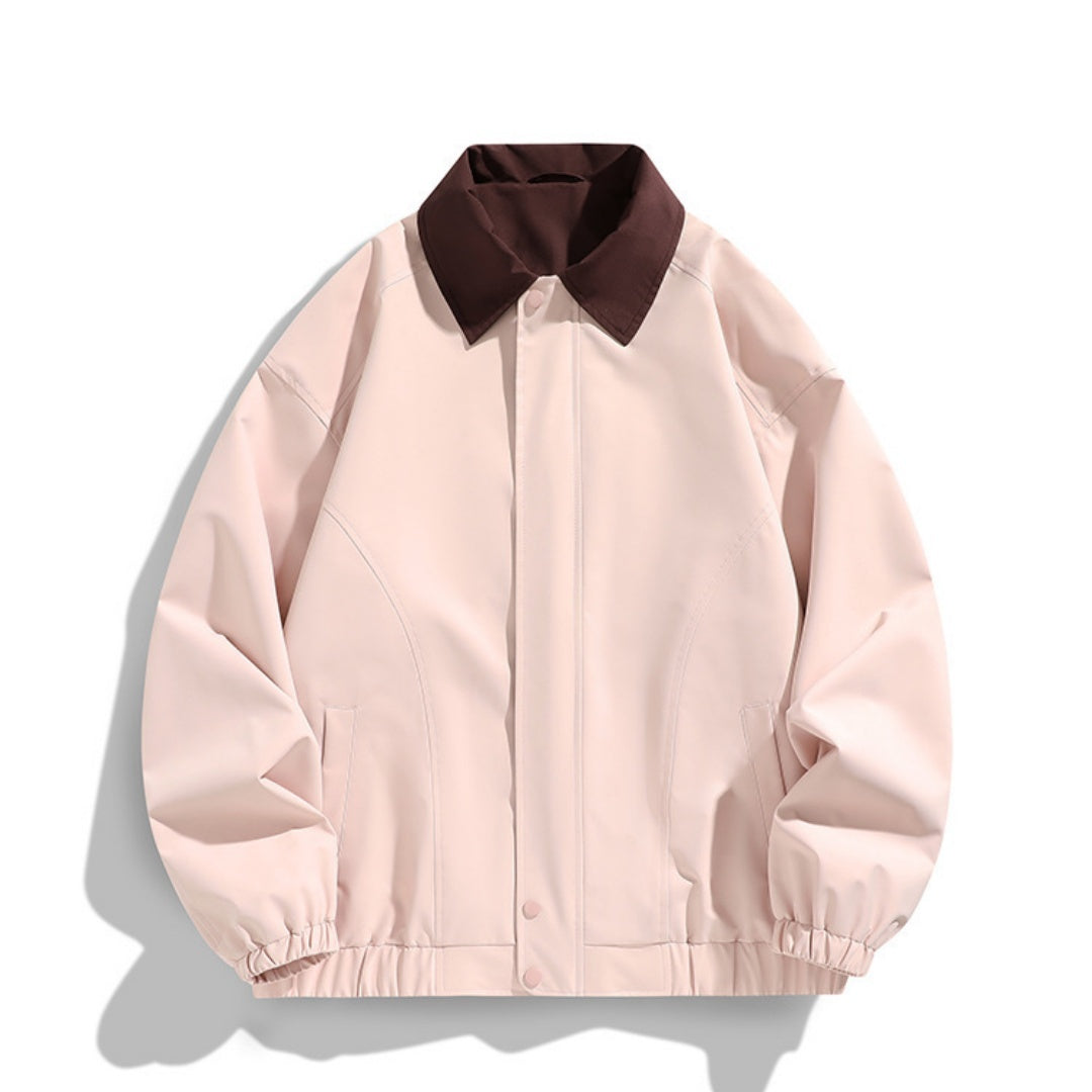 Pure Color All-matching Polo Collar Jacket Top