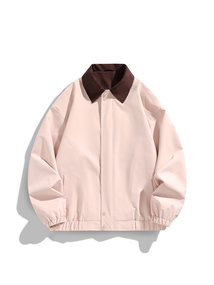 Pure Color All-matching Polo Collar Jacket Top