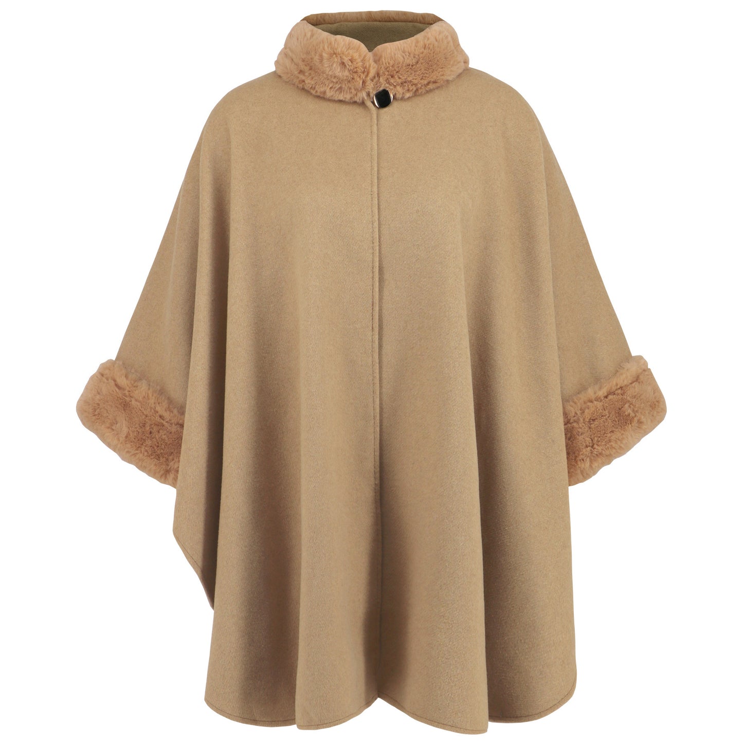 Fashionable Fur Collar Mid-length Coat Cape