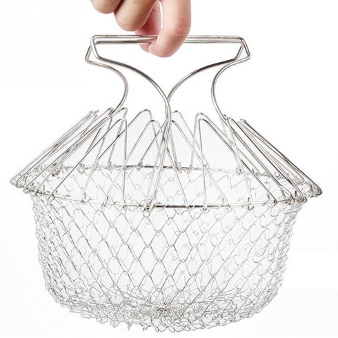 Stainless Steel Telescopic Folding Basket Basket Frying Basket French Fries To Oil Kitchen Tools TV Products