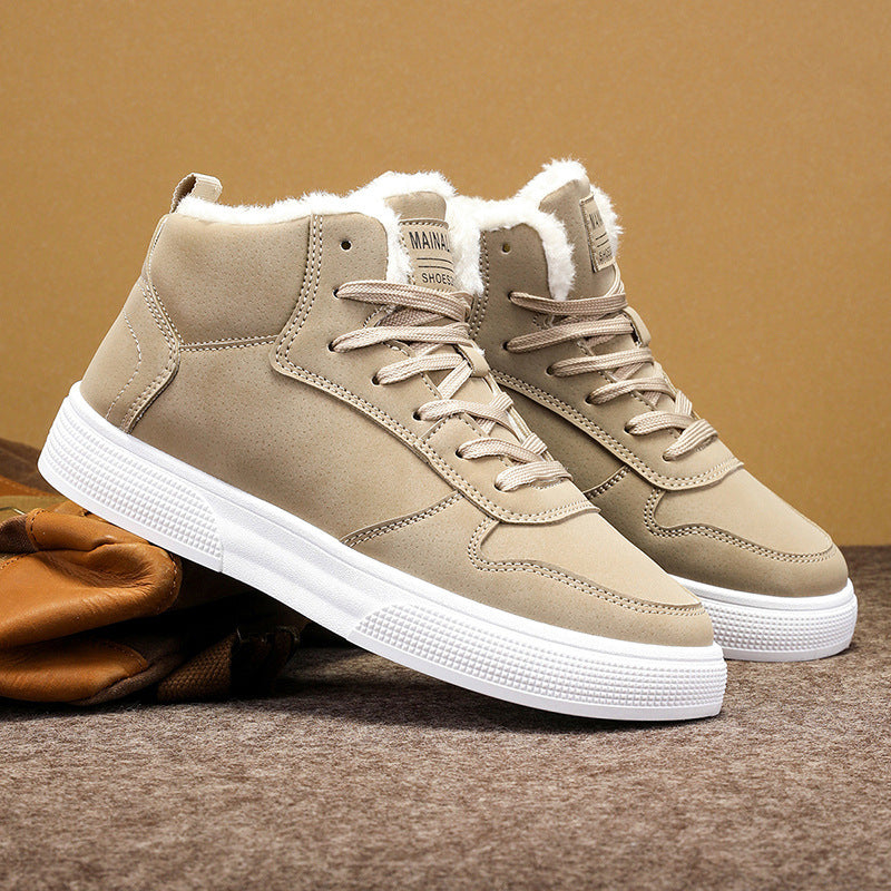 Plus Size Men's High-top Winter Warm Fleece-lined Casual Fashion Sports Cotton Shoes