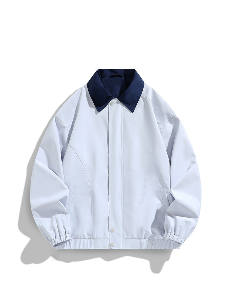 Pure Color All-matching Polo Collar Jacket Top