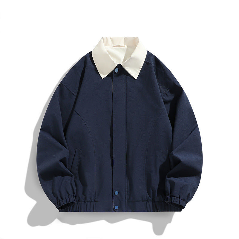 Pure Color All-matching Polo Collar Jacket Top