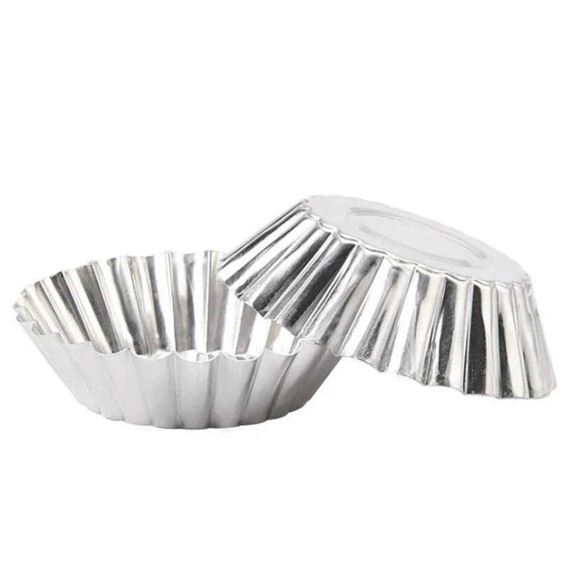 5/10Pcs Nonstick Ripple Egg Tart Mold Flower Shape Reusable Stainless Steel Cupcake Muffin Cake Mold Baking Cup Tartlets Pan