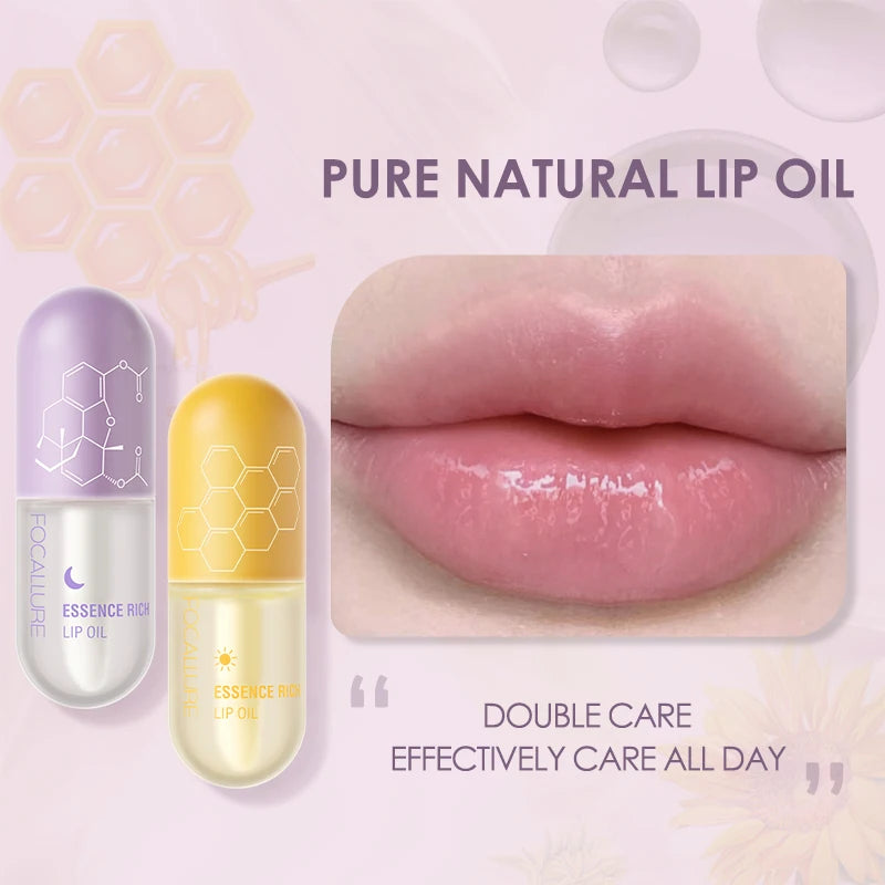 FOCALLURE Day Night Moisturizing Repairing Lip Oil Instant Volume Lip Plumper Reduce Lip Fine Line Lips Care Makeup Cosmetics