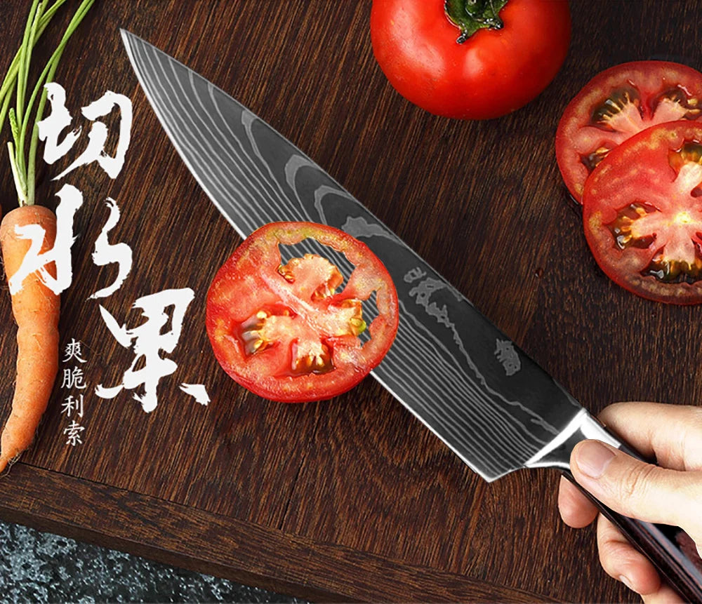 XITUO Kitchen Knives Set 8 inch Chef knife Japanese High Carbon Stainless Steel Damascus Laser Pattern Slicing Santoku knife