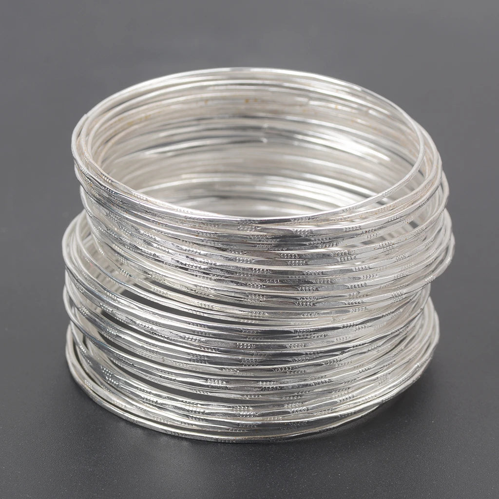 50 Bulk Silver Color Ultrathin Hoop Bangle Bracelet Cuff Wristband Loops Slim