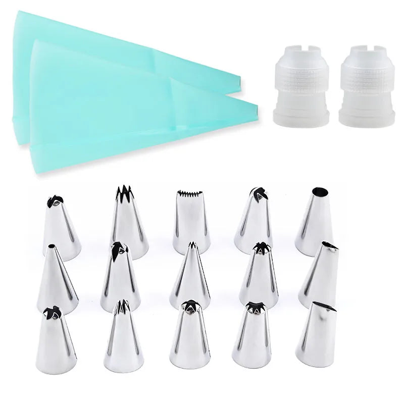 FAIS DU 19 Pcs Cake Decorating Tools With Box Pastry Bag Supplies Cupcake for Baking Confectionery Sleeve Stainless Steel Case