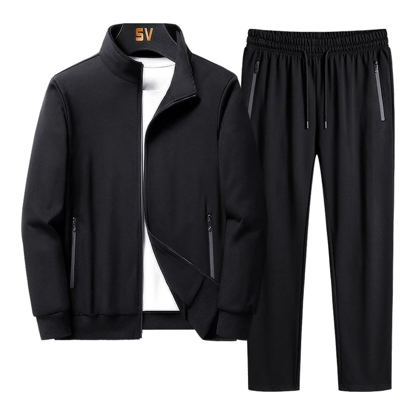 New Men's Set Spring Autumn Man Sportswear 2 Piece Sets Sports Suit Jacket+Pant Sweatsuit Male Tracksuit Asia Size6XL 7XL 8XL