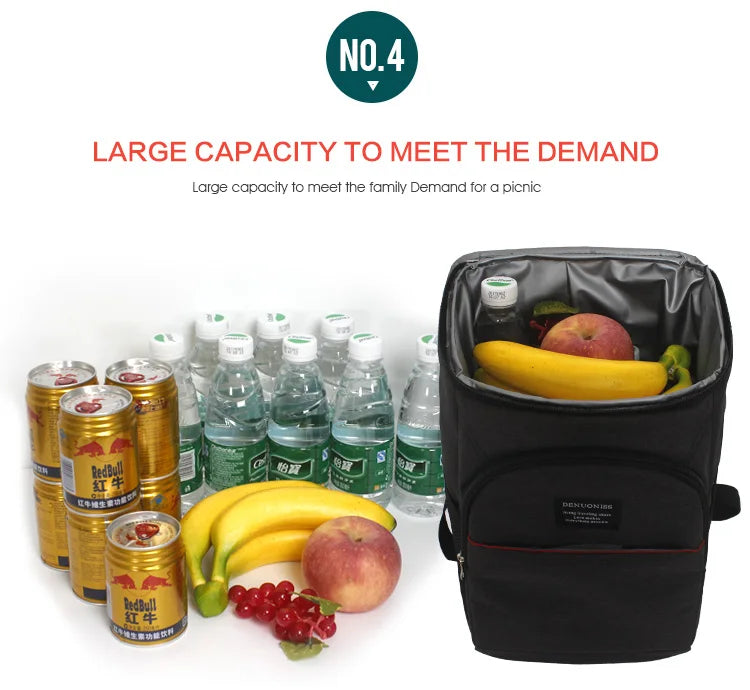 DENUONISS 20L Thermal Backpack Waterproof Thickened Cooler Bag Large Insulated Bag Picnic Cooler Backpack Refrigerator Bag