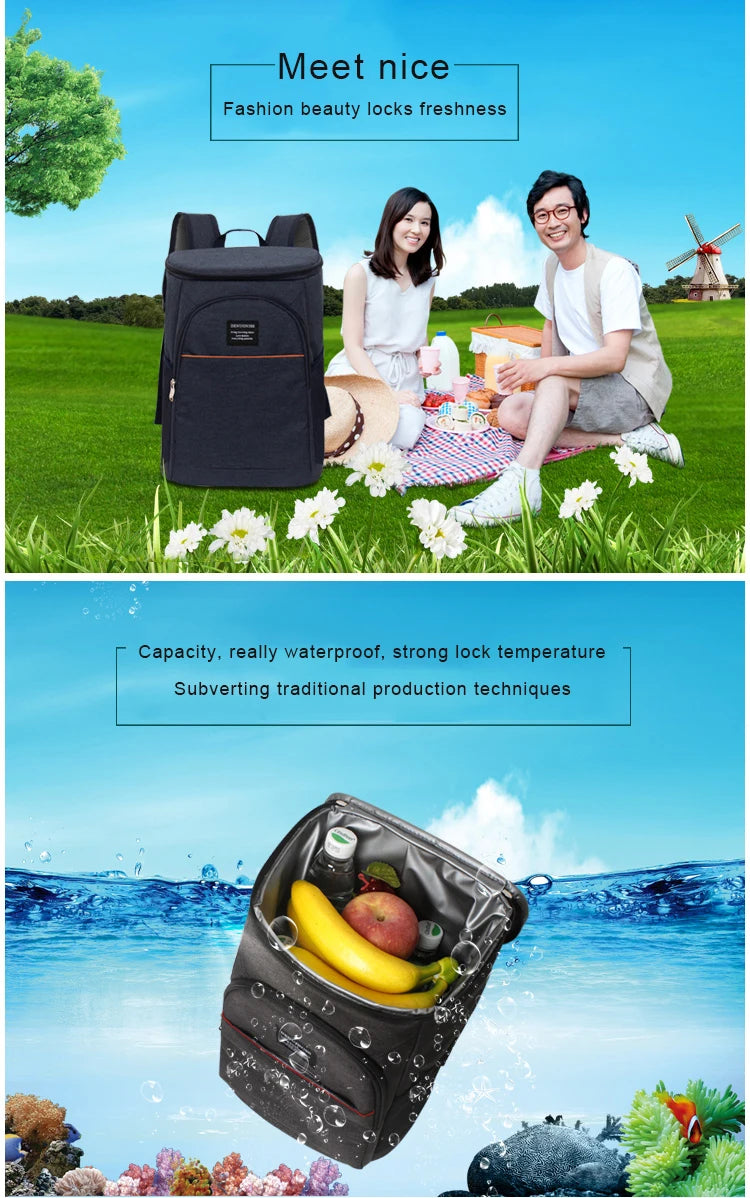 DENUONISS 20L Thermal Backpack Waterproof Thickened Cooler Bag Large Insulated Bag Picnic Cooler Backpack Refrigerator Bag