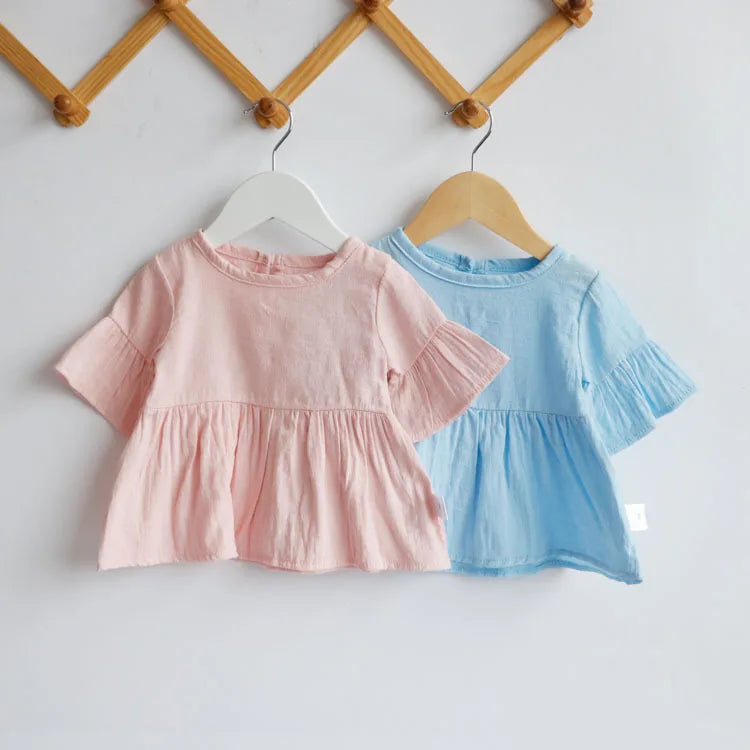 Flaer Sleeve Spring Summer Baby Girls Blouses Tops Clothes Casual Cotton Kids Girl Tee TShirts