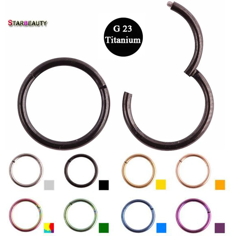 1PC G23 Titanium 16G Nose Rings Hinged Segment Ring Septum Clicker Piercing Nose Earring Tragus Pircing Nariz Body Jewelry