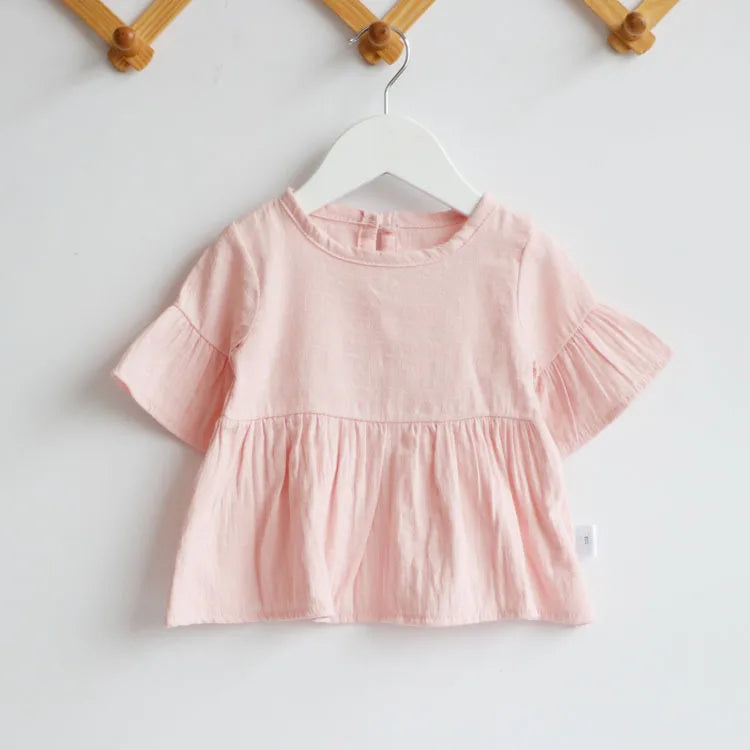 Flaer Sleeve Spring Summer Baby Girls Blouses Tops Clothes Casual Cotton Kids Girl Tee TShirts