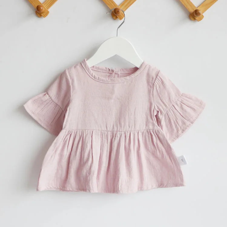 Flaer Sleeve Spring Summer Baby Girls Blouses Tops Clothes Casual Cotton Kids Girl Tee TShirts