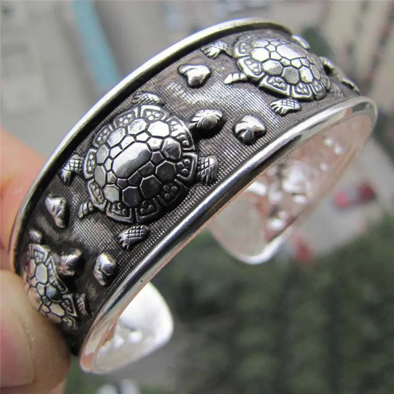 Plated Tibetan Turtle Shaped bangles Bracelet Women Cuff Bangle Antique Silver Adjustable Jewelry Gift Bracelets