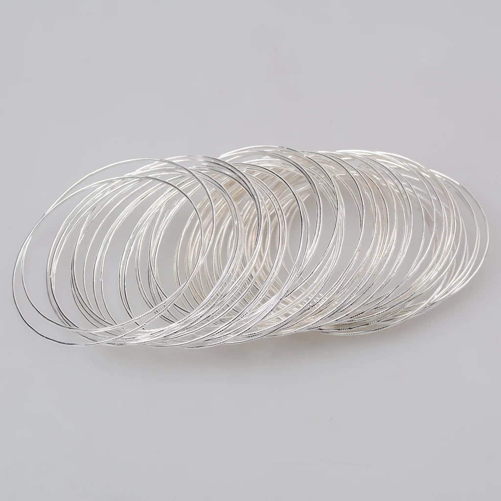 50 Bulk Silver Color Ultrathin Hoop Bangle Bracelet Cuff Wristband Loops Slim