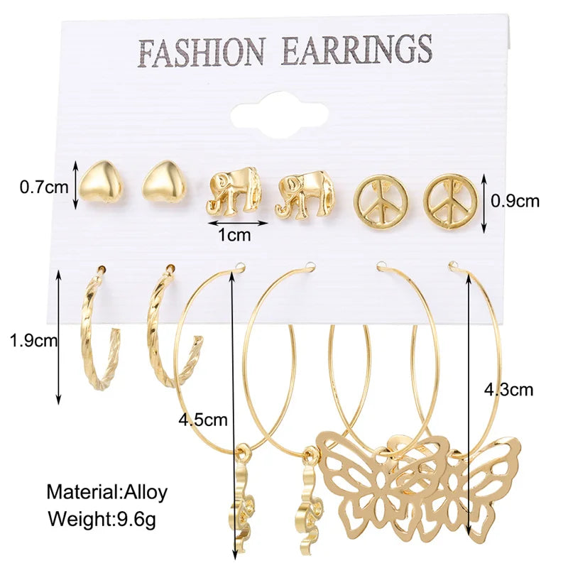 Geometry Pearl Earring Set Heart Leopard For Women Girls Circle Dangle Drop Earring Set Acrylic Metal Square Round Party Jewelry