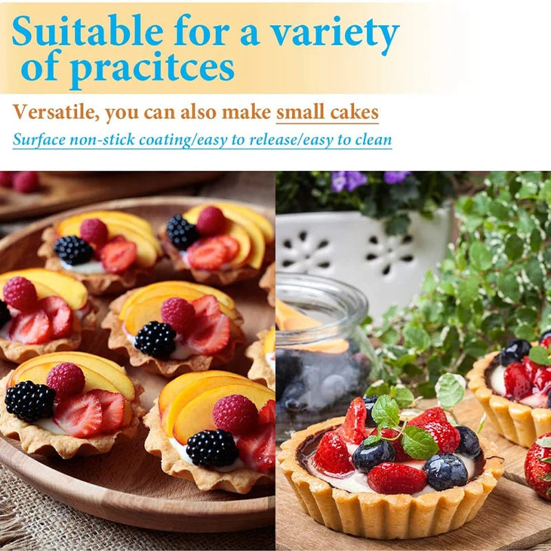 5/10Pcs Nonstick Ripple Egg Tart Mold Flower Shape Reusable Stainless Steel Cupcake Muffin Cake Mold Baking Cup Tartlets Pan