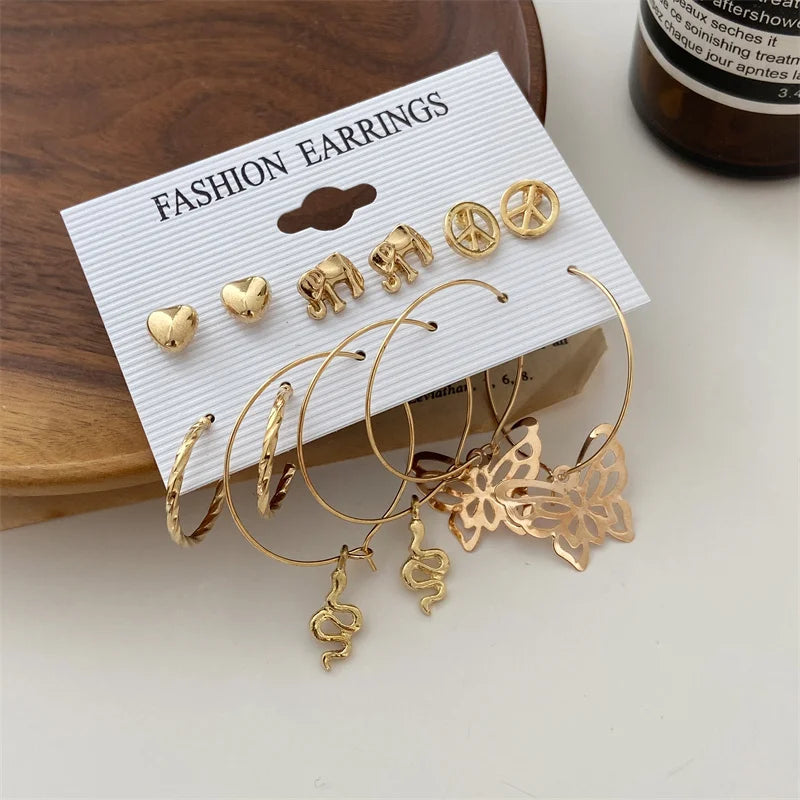 Geometry Pearl Earring Set Heart Leopard For Women Girls Circle Dangle Drop Earring Set Acrylic Metal Square Round Party Jewelry