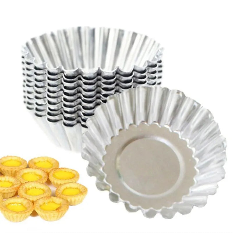 5/10Pcs Nonstick Ripple Egg Tart Mold Flower Shape Reusable Stainless Steel Cupcake Muffin Cake Mold Baking Cup Tartlets Pan