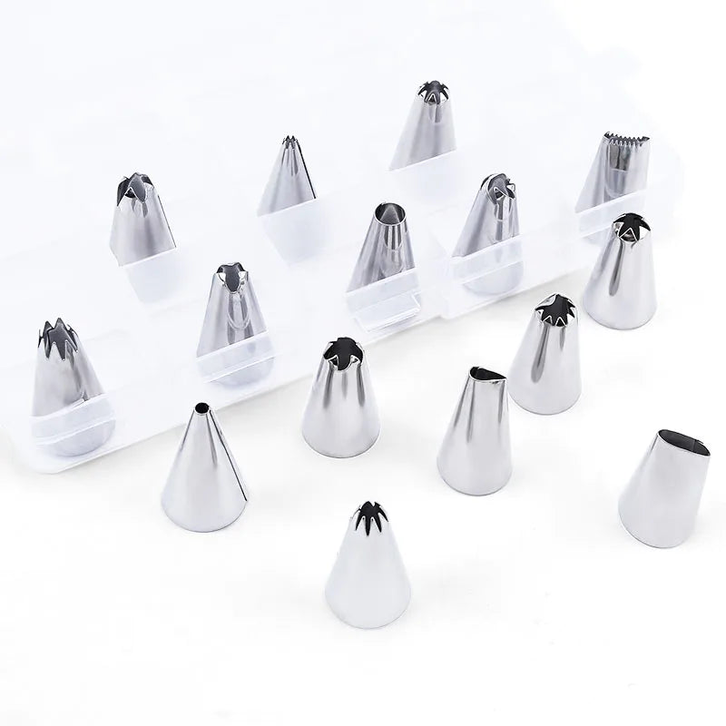 FAIS DU 19 Pcs Cake Decorating Tools With Box Pastry Bag Supplies Cupcake for Baking Confectionery Sleeve Stainless Steel Case