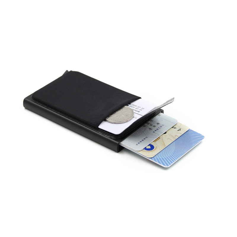 Automatic Pop-up Business Card Case Anti-RFID Card Case Bank Card Box Metal Entrainment Elastic Cloth Card Sticker Large Capacity