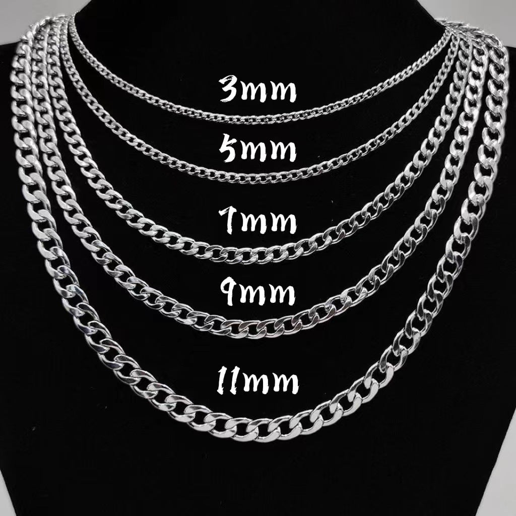 Cross-border Chain Wholesale Titanium Steel European And American Necklace Disco Men And Women Do Not Fade Nk Chain Punk Hip-hop Six-sided Grinding Tide