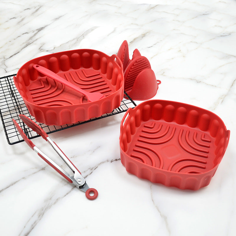 Air Fryer Silicone Baking Pan Set Household Microwave Oven Tray Baking Mat Food Grade Silicone Baking Pan Set