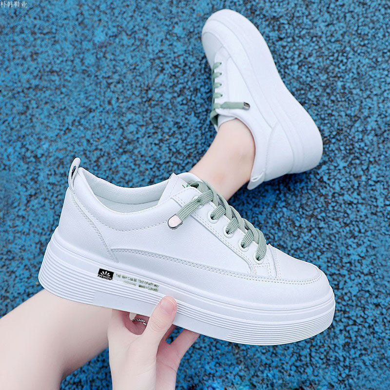 Sneakers 2022 Spring New Student Thick-soled Fashion Korean Casual Single Shoes Women&#039;s Shoes Student Lace Up White Shoes Trend