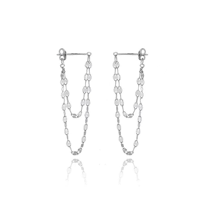 Lip Double-layer Chain Tassel Earrings