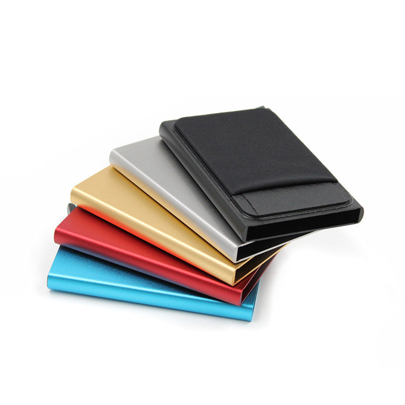 Automatic Pop-up Business Card Case Anti-RFID Card Case Bank Card Box Metal Entrainment Elastic Cloth Card Sticker Large Capacity