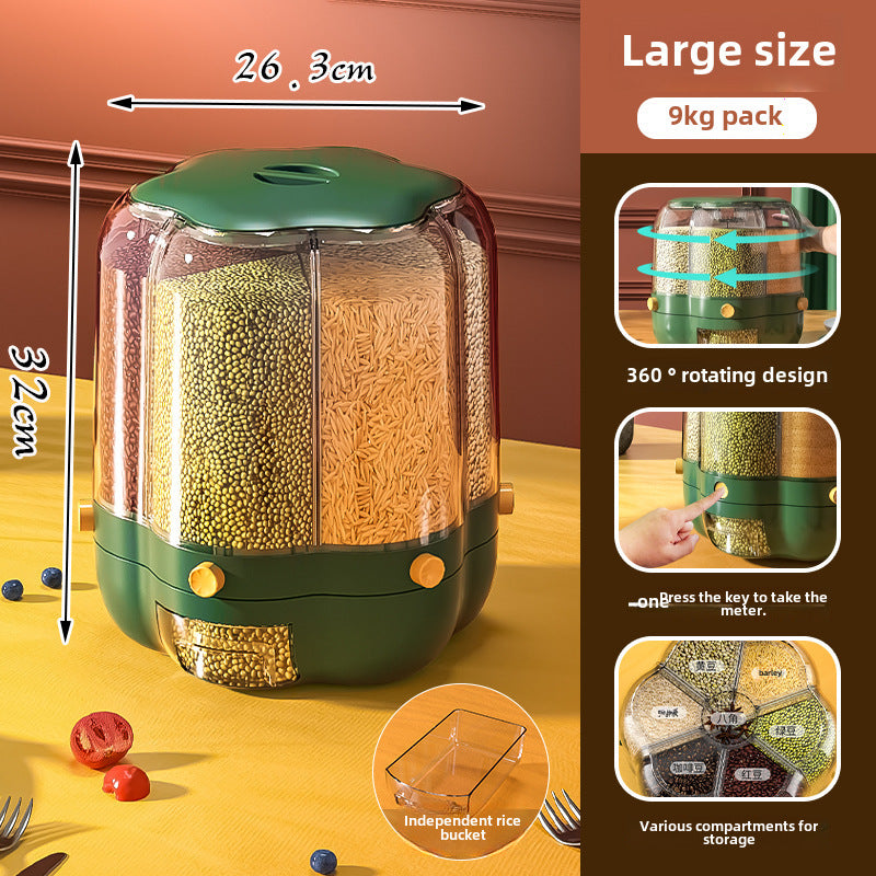 Dielectric Rice Bucket Rotatable Household Insect-proof Moisture-proof Multifunctional Sealed Rice Storage Box Classification Grain Storage Box