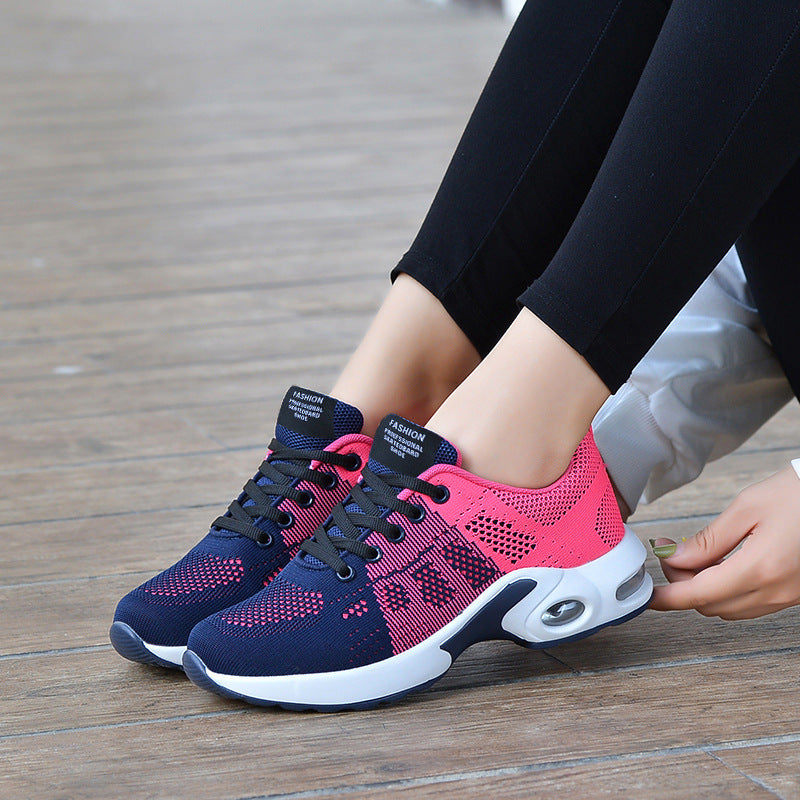 Cross-border Leisure Plus Size Women&#039;s Shoes Korean Student Cushion Soft Bottom Breathable Casual Running Shoes Flying Woven Sports Shoes Women