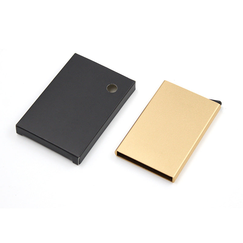 Automatic Pop-up Business Card Case Anti-RFID Card Case Bank Card Box Metal Entrainment Elastic Cloth Card Sticker Large Capacity