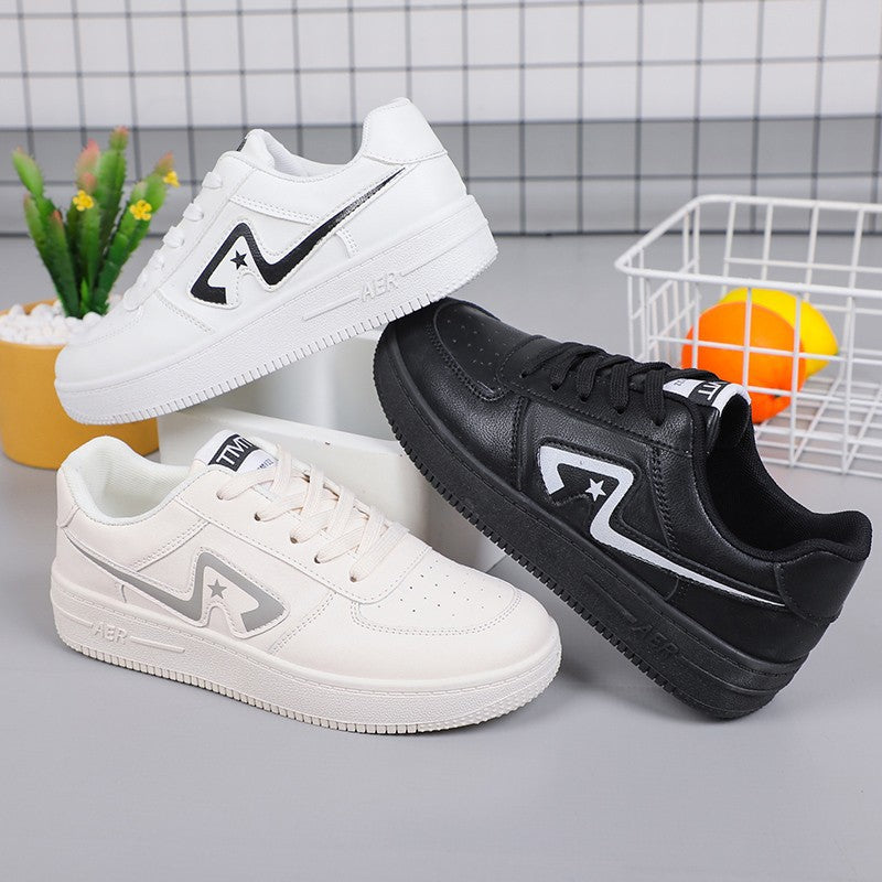 Breathable White Leather Shoes For Women Spring And Autumn New Korean Style Casual Student Sneakers For Women Thick-soled Shoes For Women