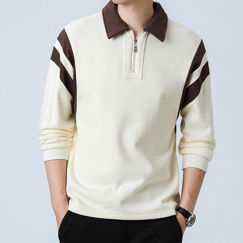 Fashion Personality Color Insertion Lapel Sweater Men