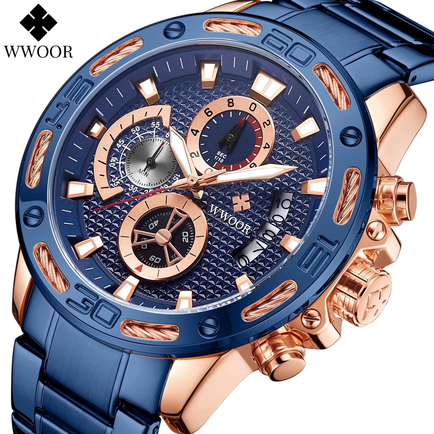 Men&#039;s Watch Waterproof Quartz Watch Six-pin Steel Belt Watch Business Calendar Men&#039;s Watch Foreign Trade Watch