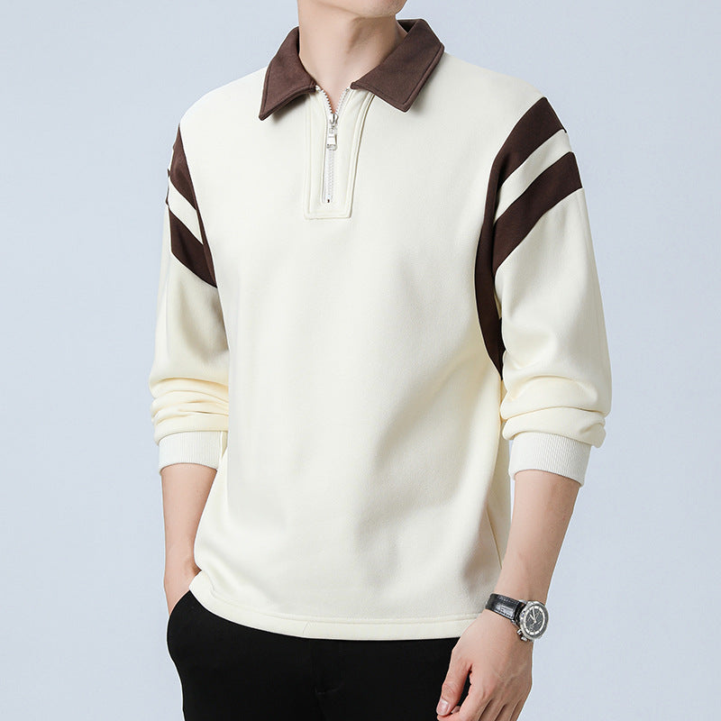 Fashion Personality Color Insertion Lapel Sweater Men