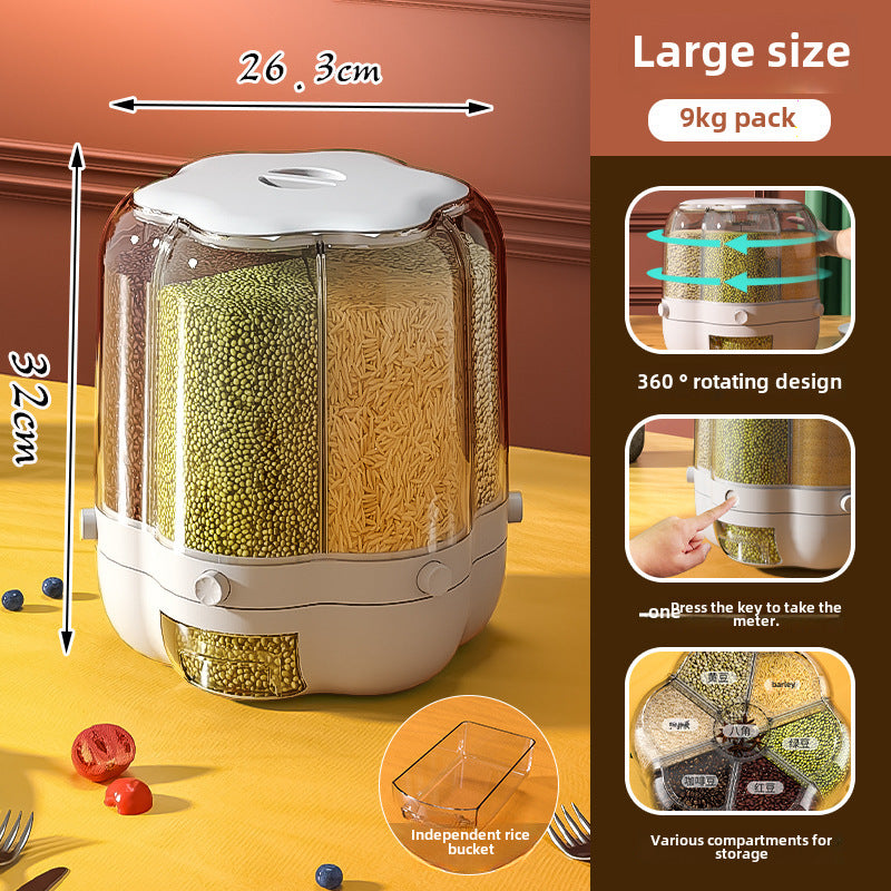 Dielectric Rice Bucket Rotatable Household Insect-proof Moisture-proof Multifunctional Sealed Rice Storage Box Classification Grain Storage Box